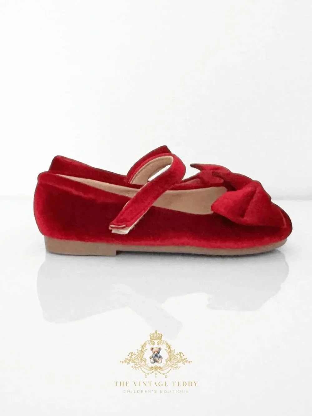 NWT Pretty Girls Mary Jane Velvet Flats Children's Shoes Baby Toddler Red 12.5